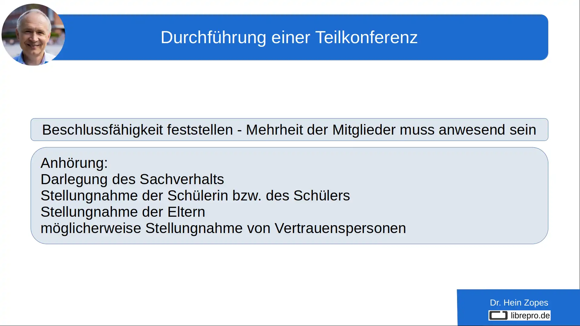 Hinweise zur Durchführung einer Teilkonferenz I